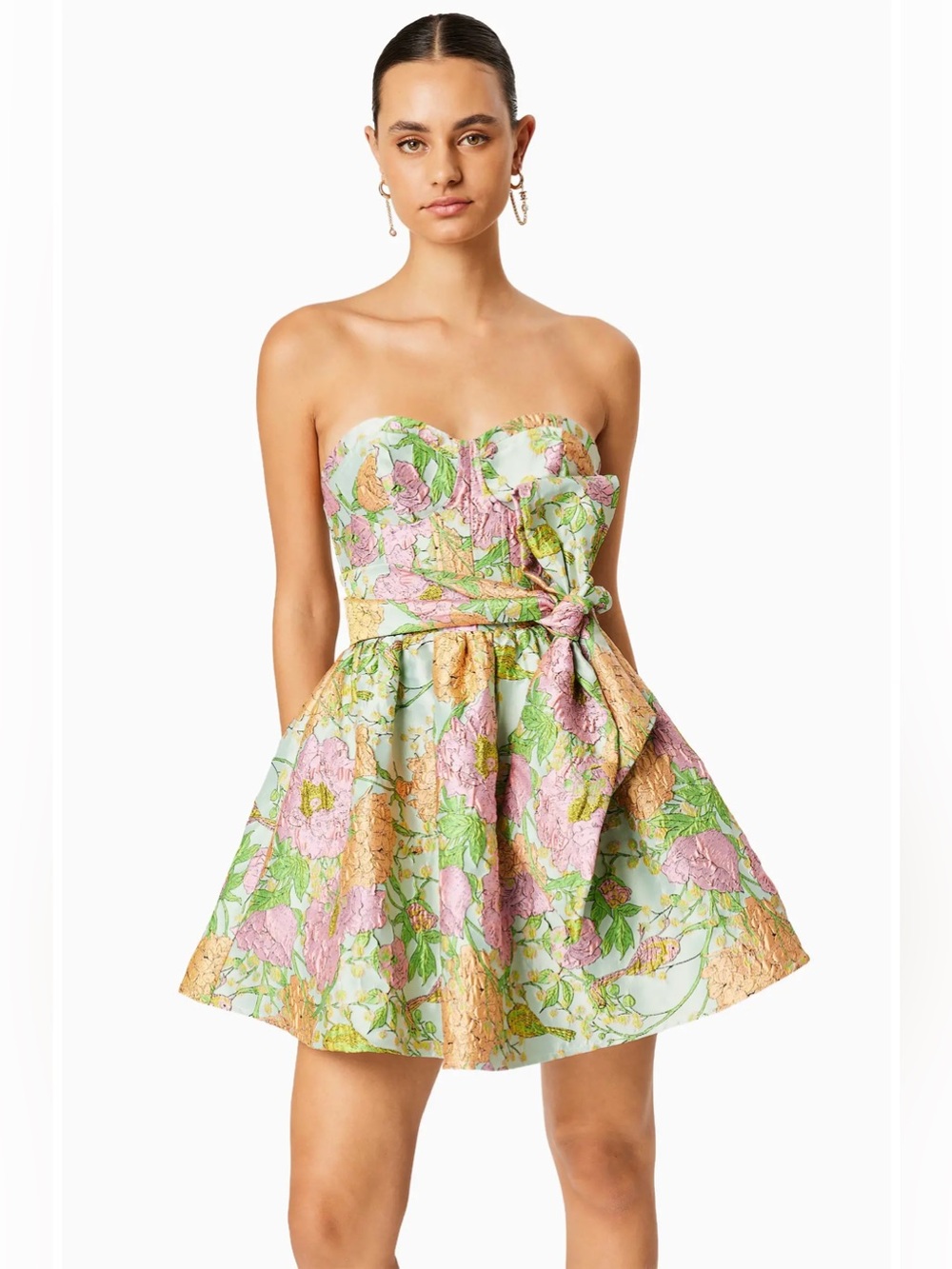 Elliatt Jetset Floral Jacquard Strapless Minidress